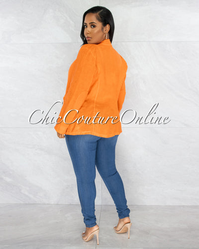 Monserrat Orange Distressed Linen Jacket