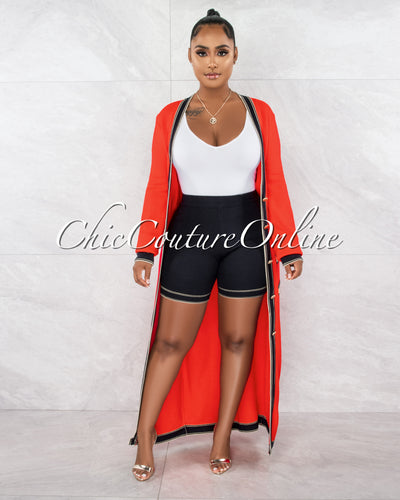Samya Red Black Gold Knit Lounge Two Piece Set