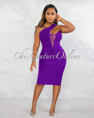 Vista Purple Single Shoulder Bandage Dress