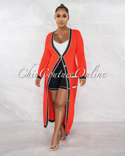 Samya Red Black Gold Knit Lounge Two Piece Set
