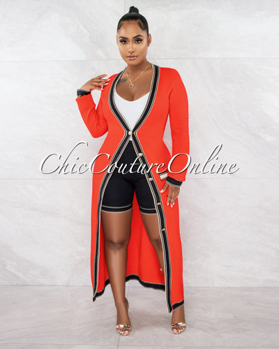 Samya Red Black Gold Knit Lounge Two Piece Set