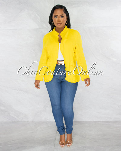 Monserrat Yellow Distressed Linen Jacket