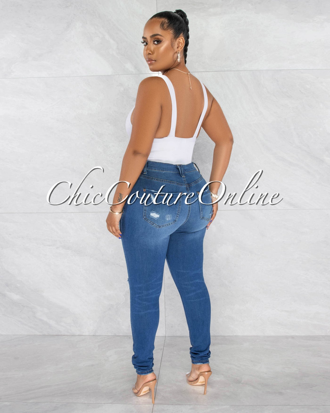 *Jamila Medium Denim Distressed Jeans