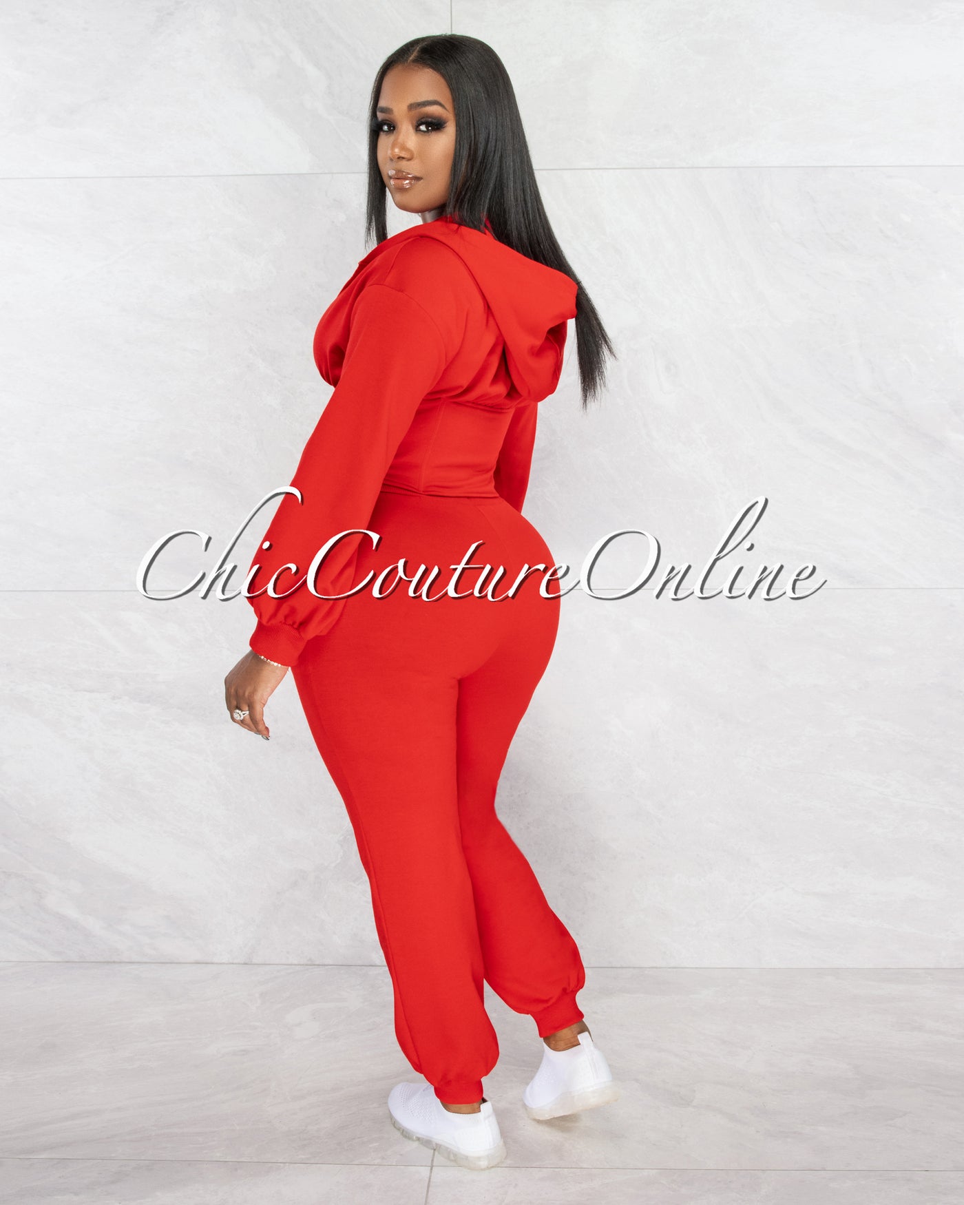 Eward Red Corset Sweater & Joggers Two Piece Set