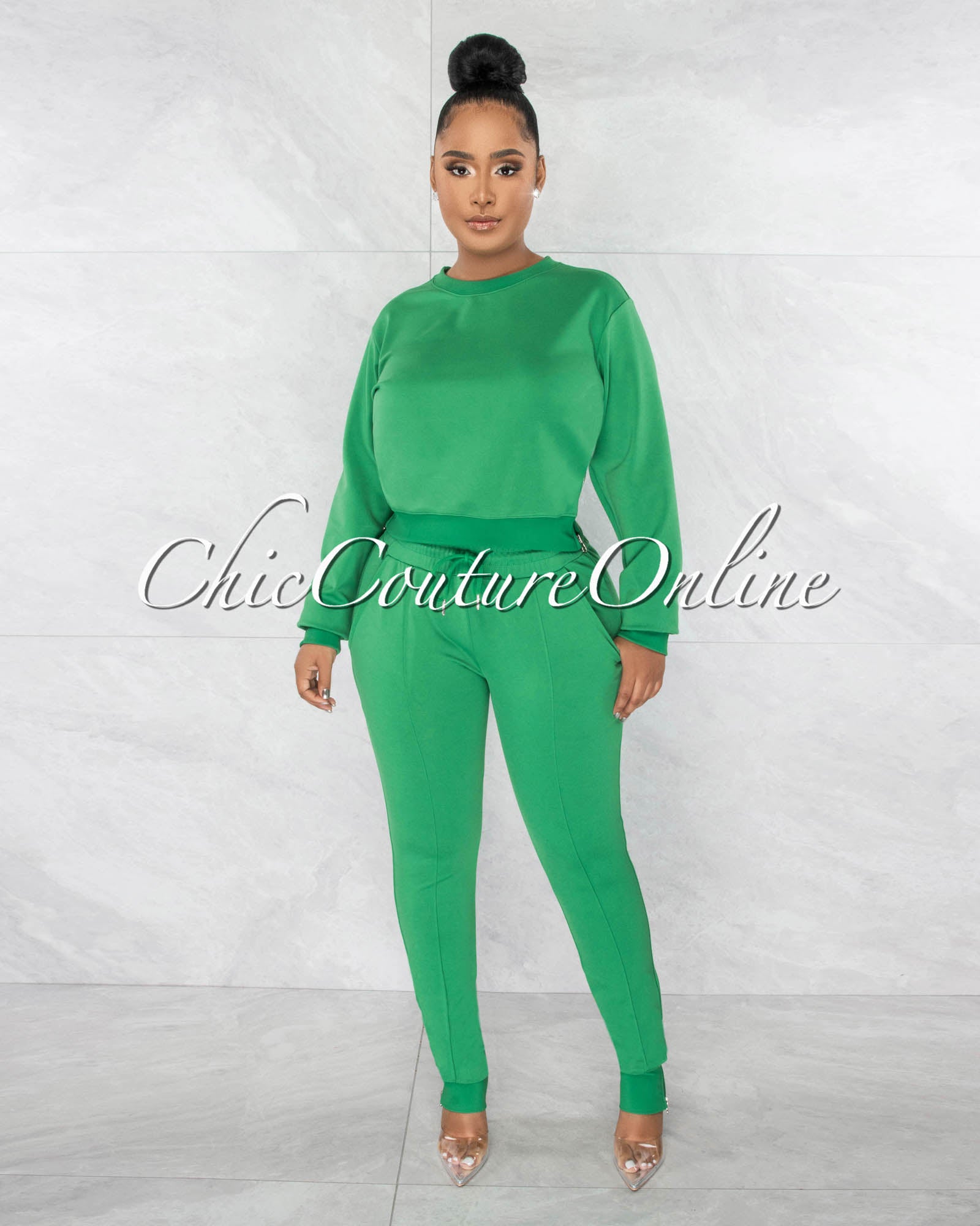 *Carew Kelly Green Side Zipper Sweater & Joggers Set