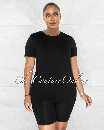 Courtnie Black T-Shirt & Bike Shorts Set