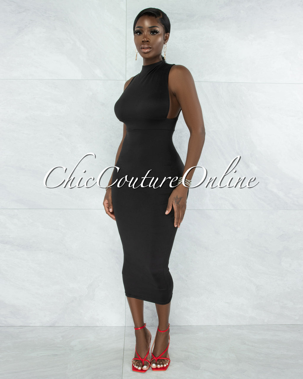 Grobie Black Open Sides Double Lined Maxi Dress