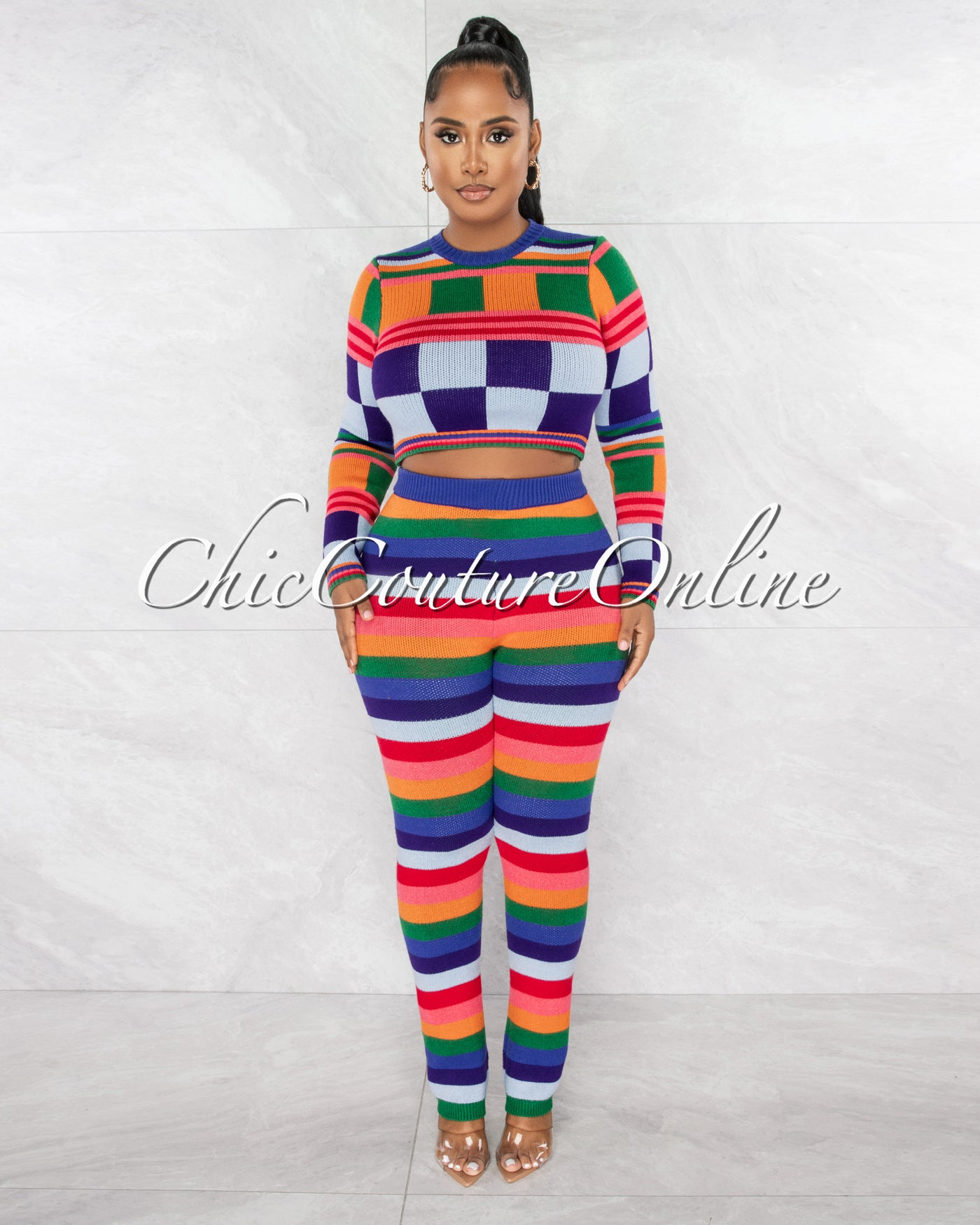 Olimpa Multi-Color Knit Sweater & Leggings Set
