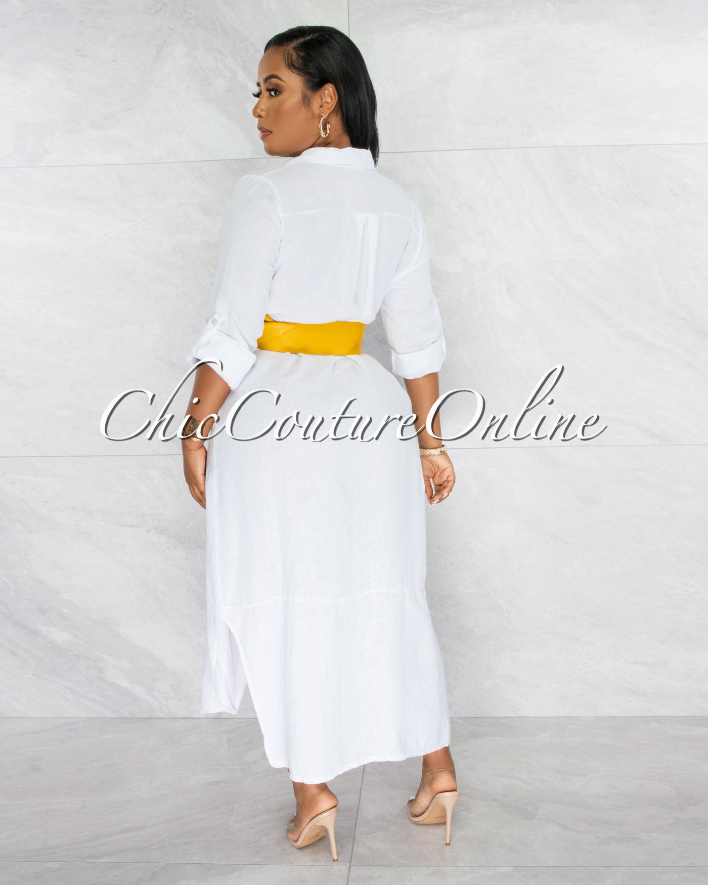 *Meka Mustard Genuine Leather O-Ring Belt