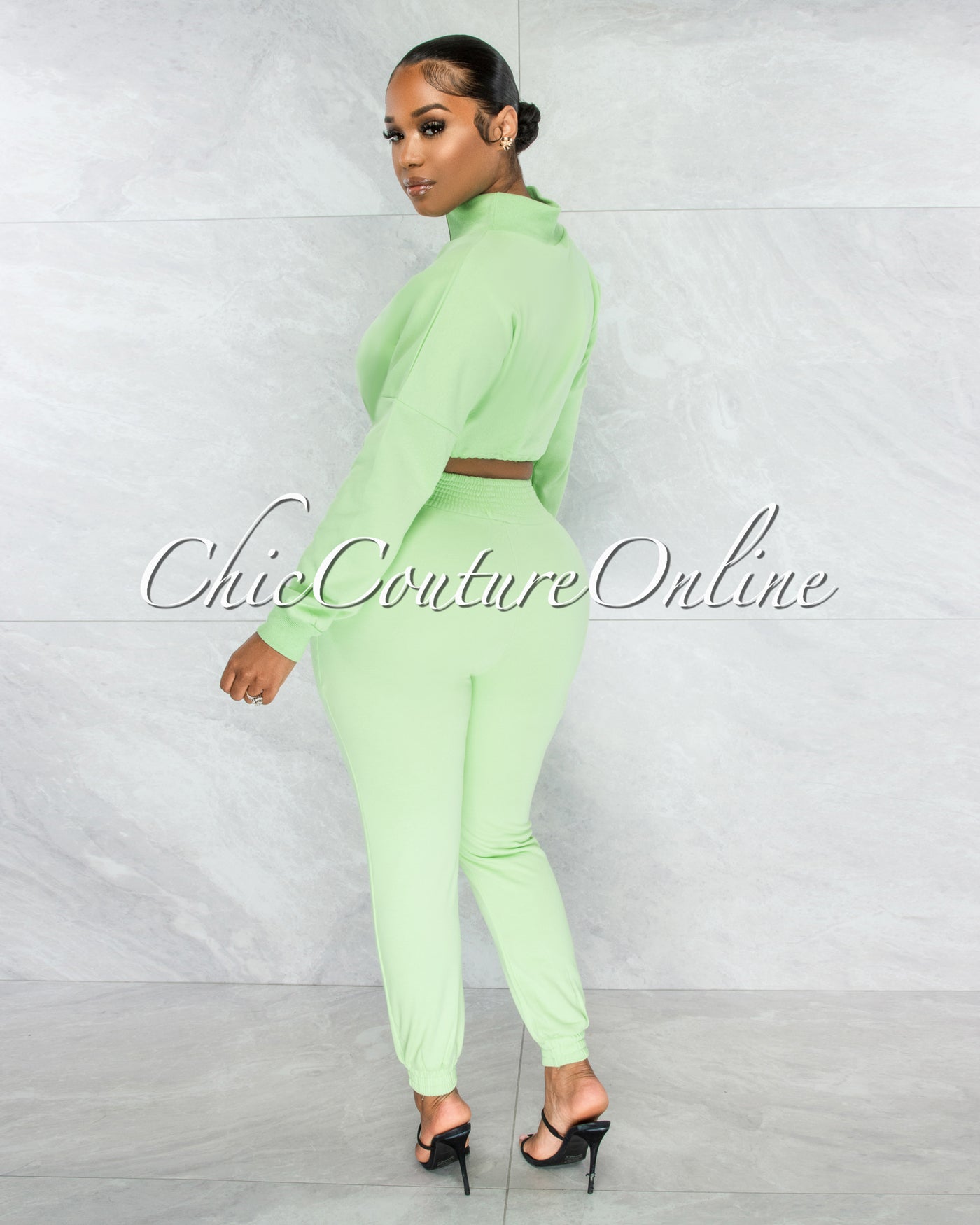 Balboa Baby Green Crop Sweater & Jogger Two Piece Set