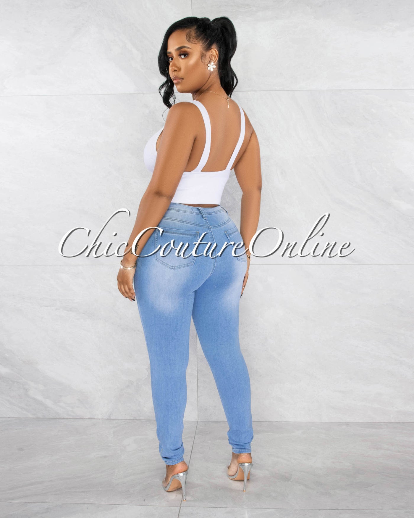Adela Light Denim High Waist Skinny Jeans