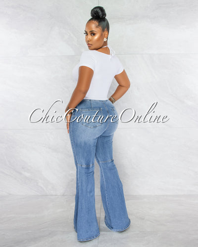 Landy White O-Ring Details Ribbed Top