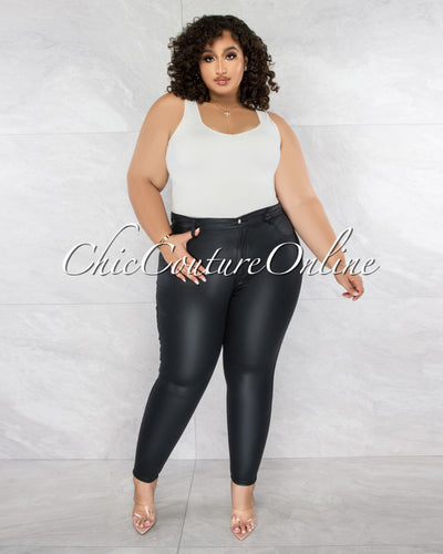 Terea Black Shinny High-Waist CURVACEOUS Denim Jeans