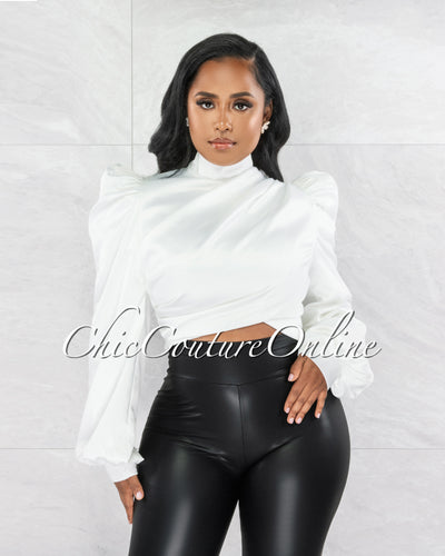 Chic Couture Online Suerte Off-White Dramatic Ruffle Tulle Sleeves