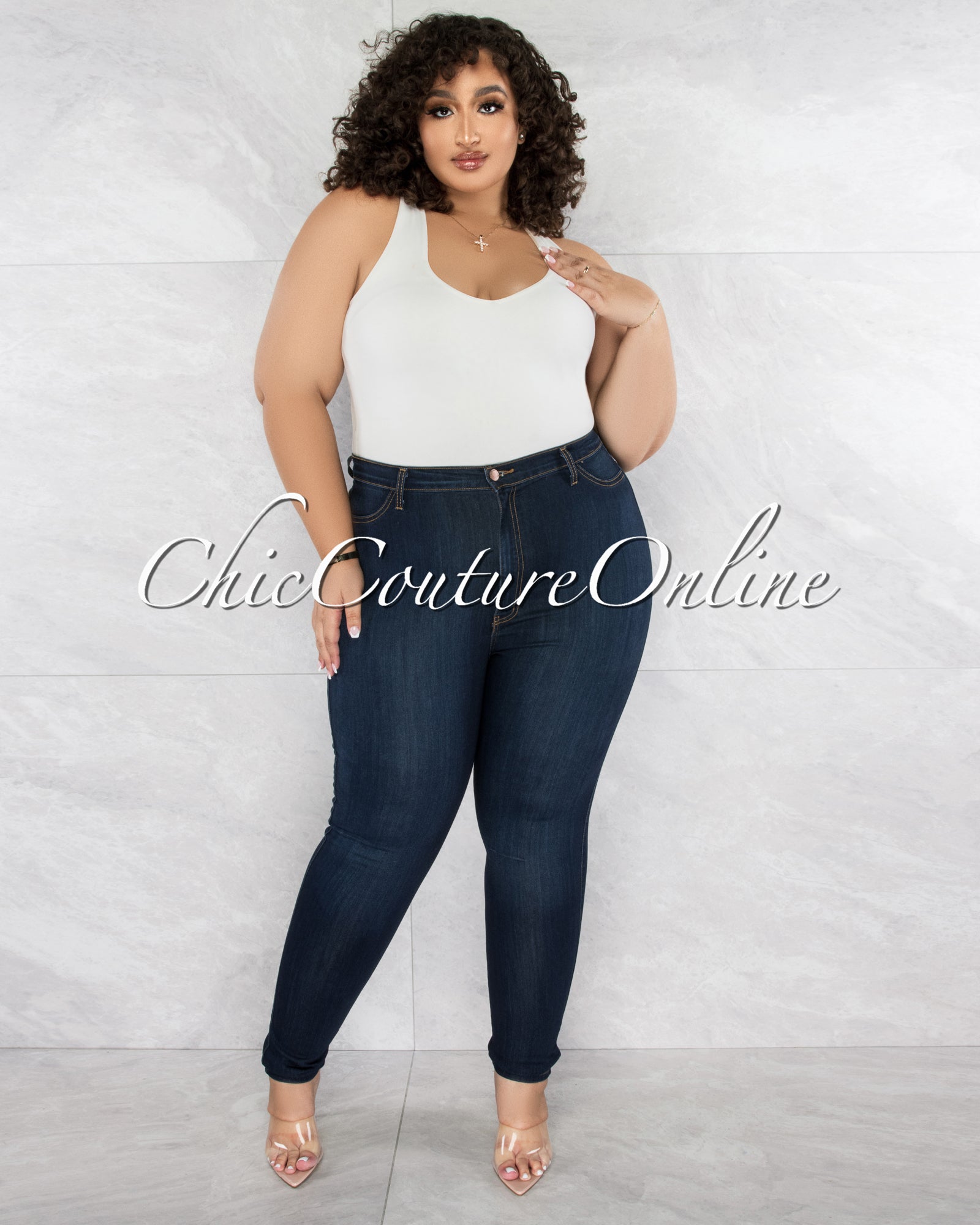 *Mia Dark Wash Denim High-Waist CURVACEOUS Jeans