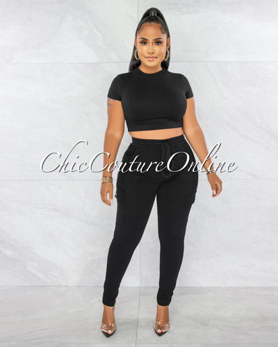Baxter Black Double Lined Crop Top