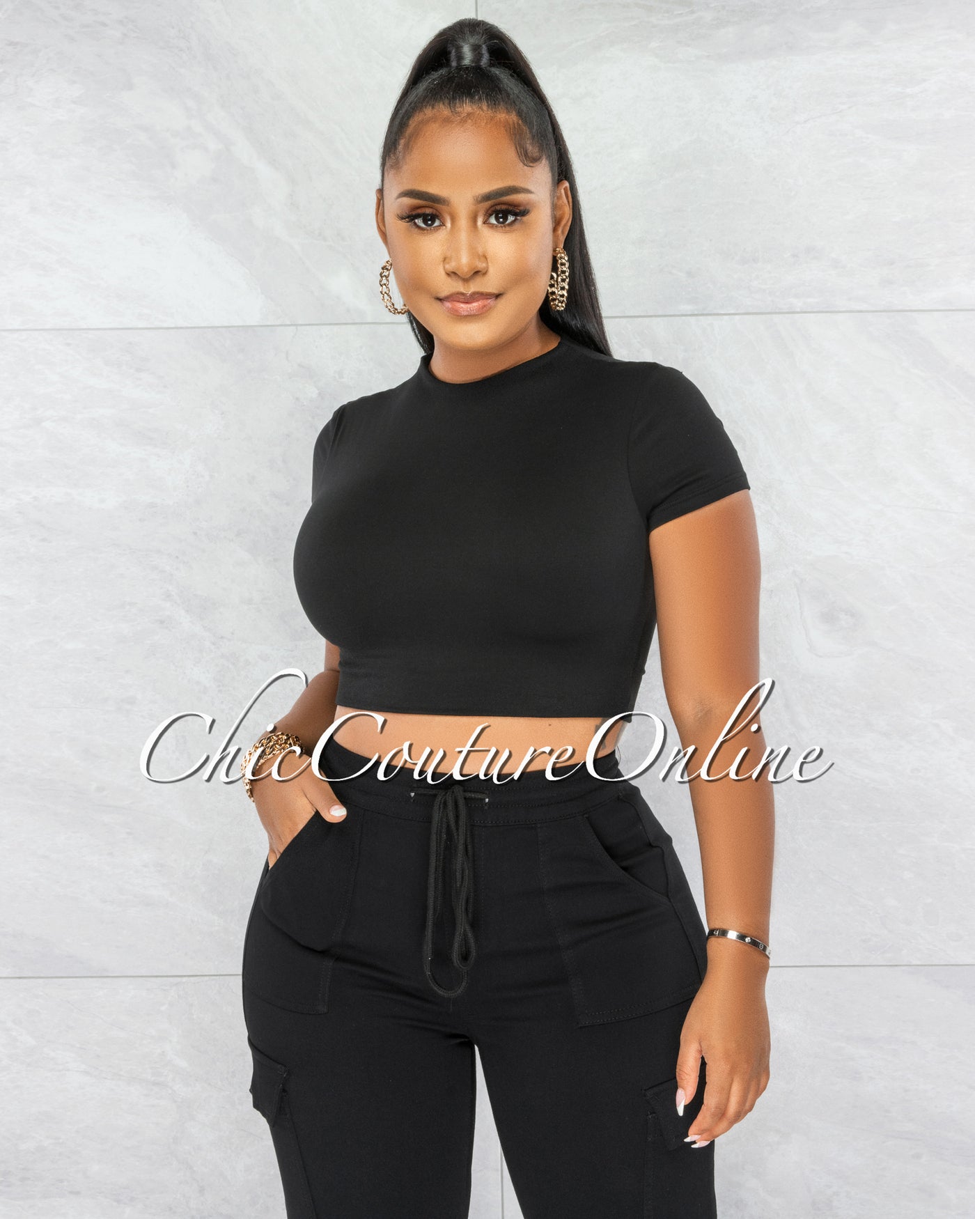 Baxter Black Double Lined Crop Top