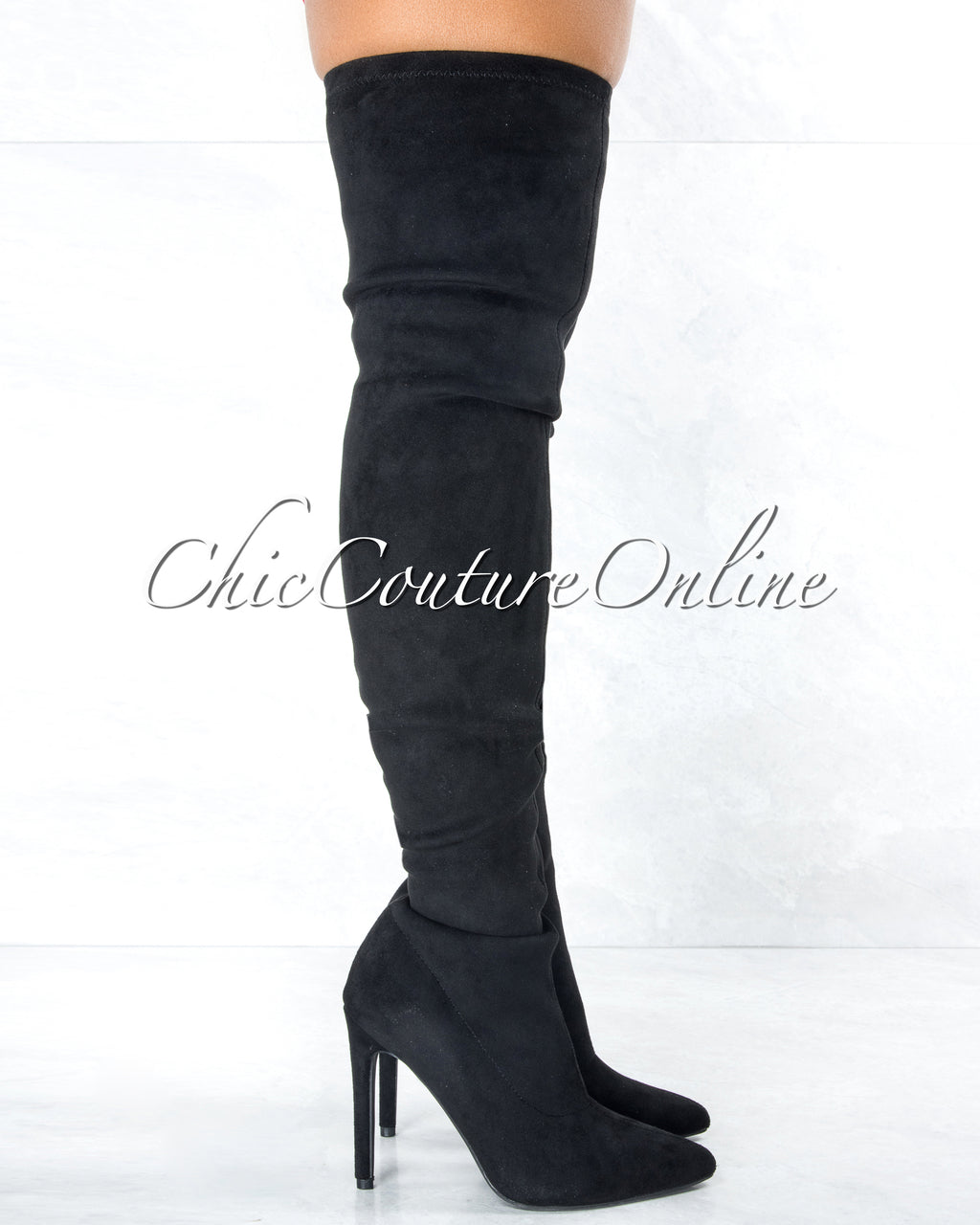 *Tillie Black Faux Suede Over-The-Knee Boots