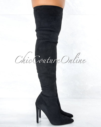 *Tillie Black Faux Suede Over-The-Knee Boots