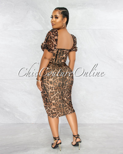 Mohanda Leopard Print Padded Cups Corset Dress