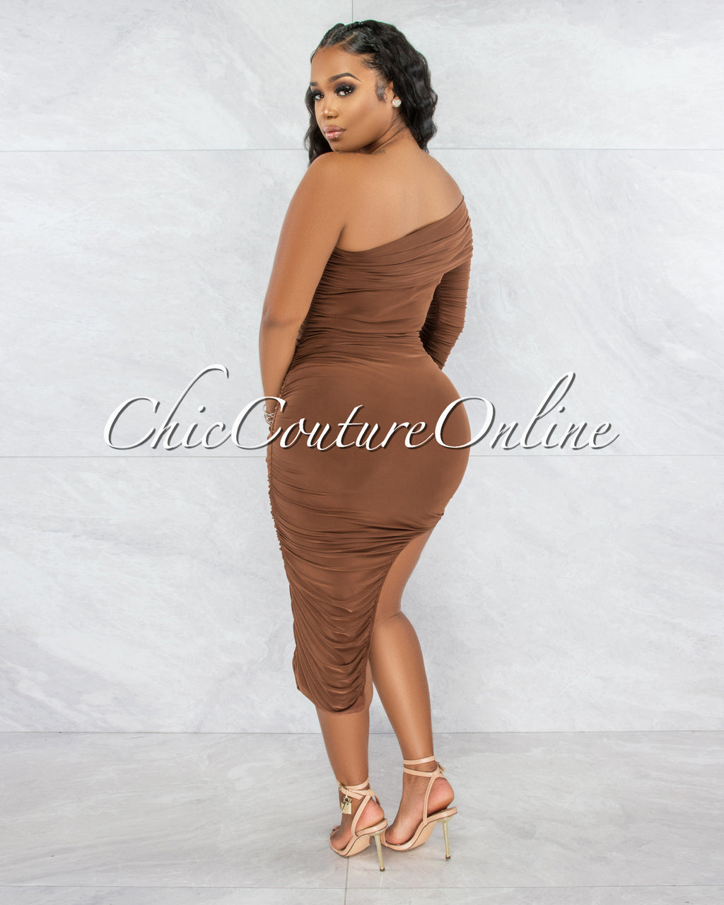 princess polly baby blue dress Buy StyleCast Brown Sweetheart Neck Puff Sleeves Ruched Bodycon Dress -  Dresses for Women 24866290 main image 0