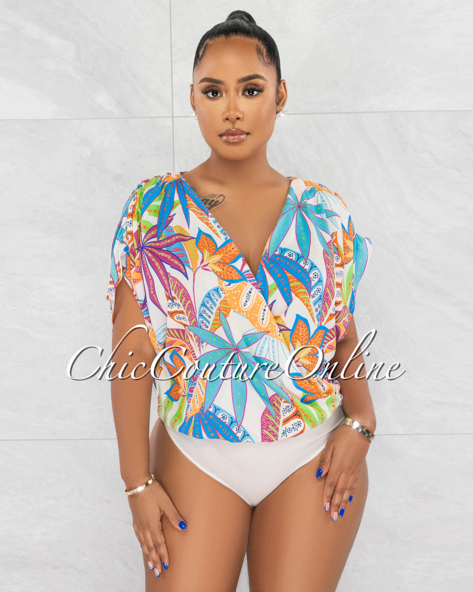*Renny Multi-Color Print Wide Bodysuit