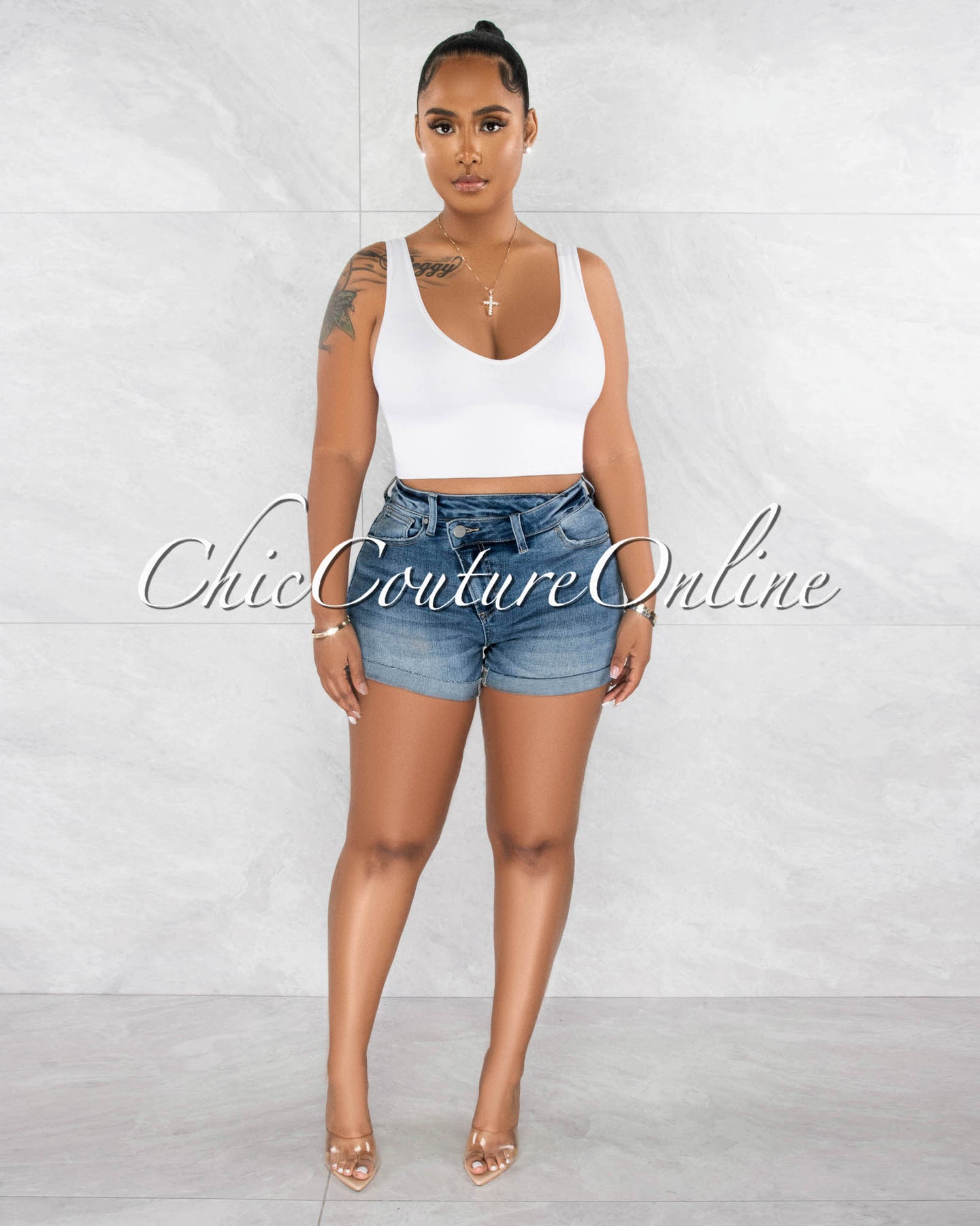 *Rizen Light Denim Mini Shorts