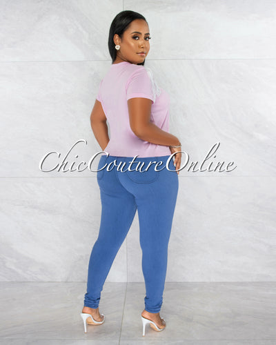 *Donalee Blue High Waist Denim Pants