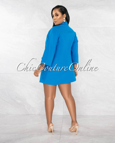 *Nilan Deep Turquoise Shirt / Crop Top & Shorts 3 Piece Set