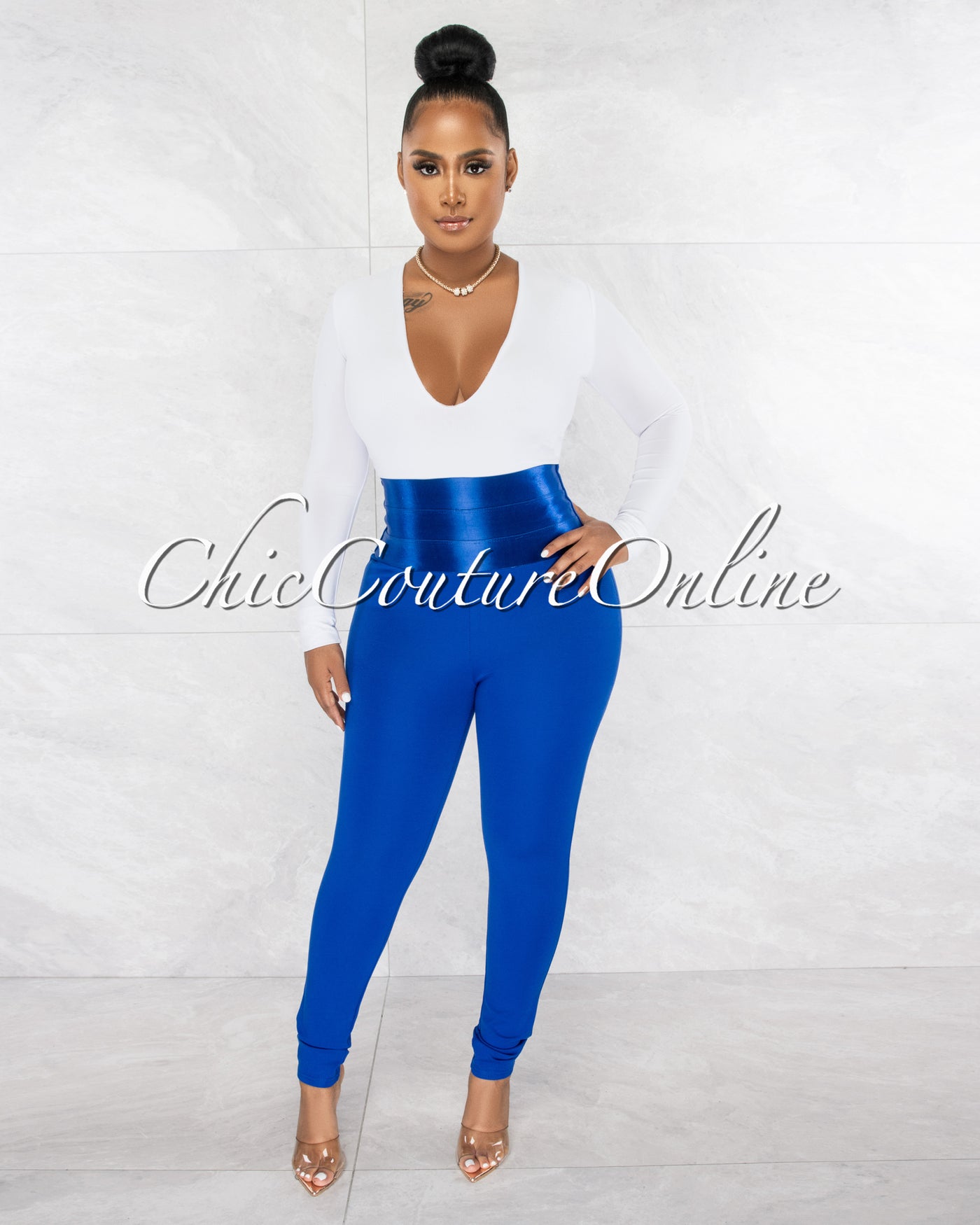 *Sevilen Royal Blue High Silky Waistband Leggings