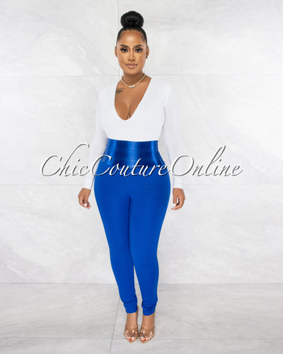 *Sevilen Royal Blue High Silky Waistband Leggings