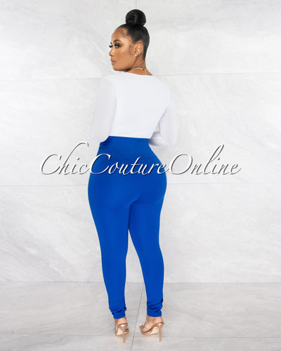 *Sevilen Royal Blue High Silky Waistband Leggings