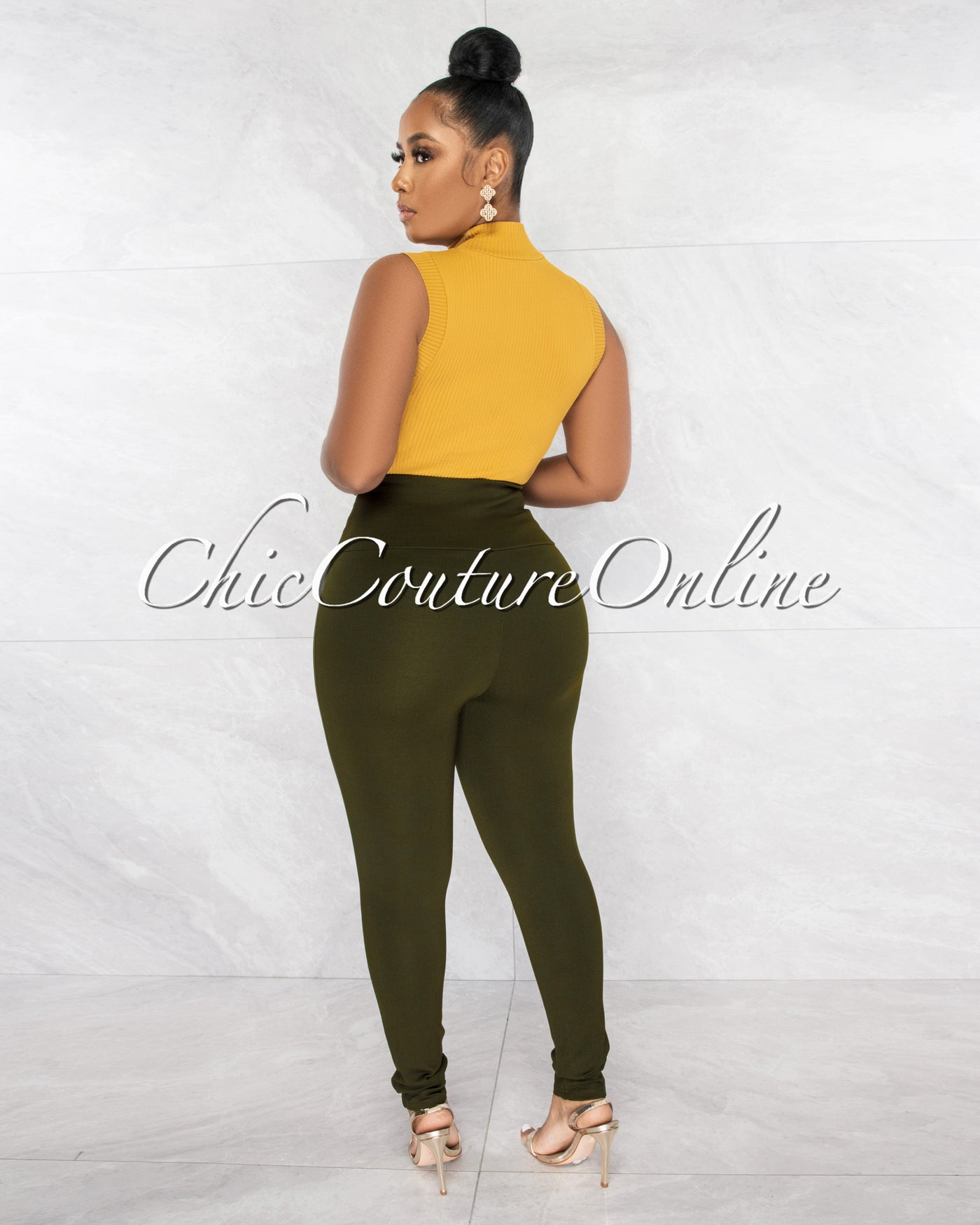 *Sevilen Olive Green High Silky Waistband Leggings