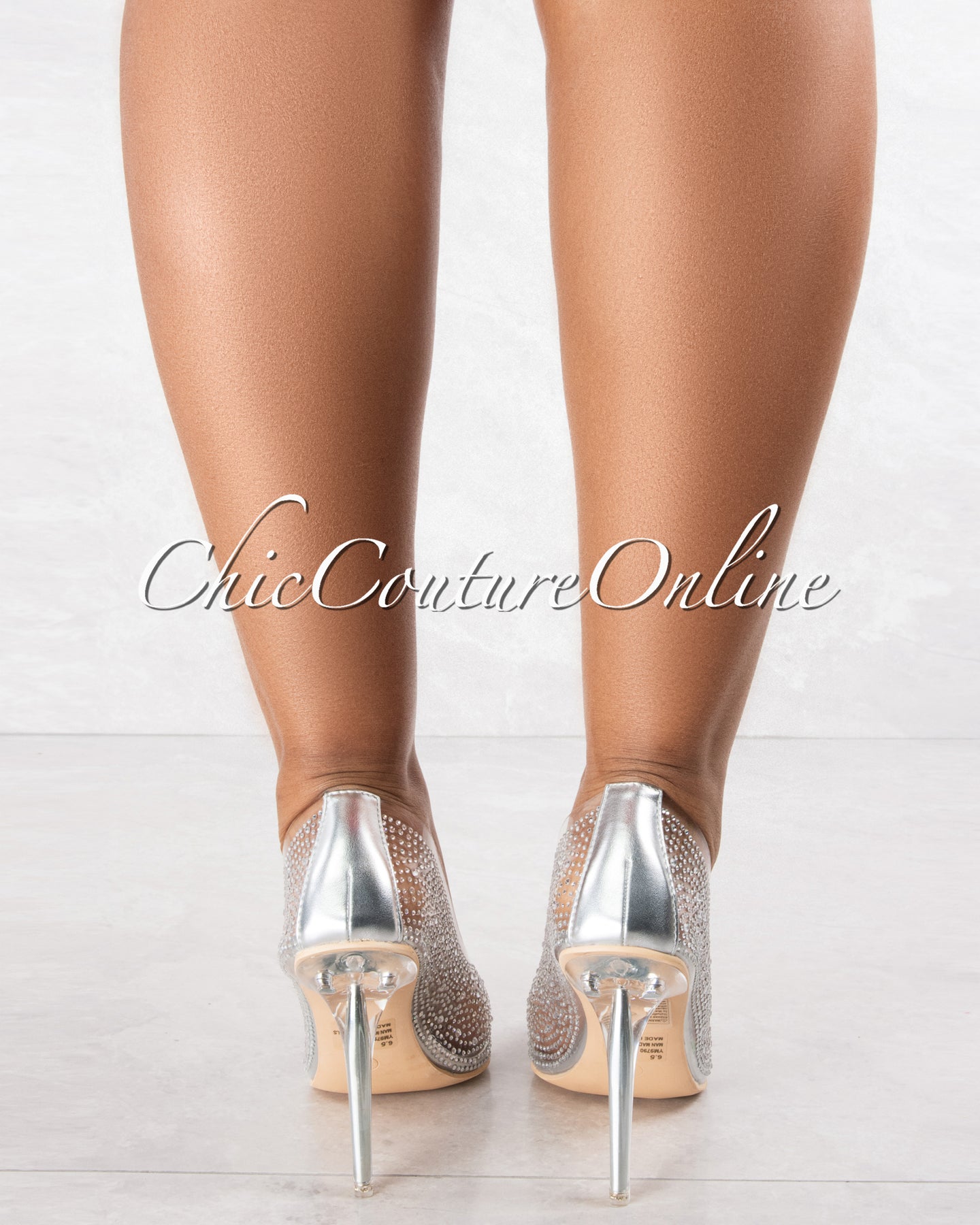 *Giulia Silver Clear Iridescent Rhinestones Pumps