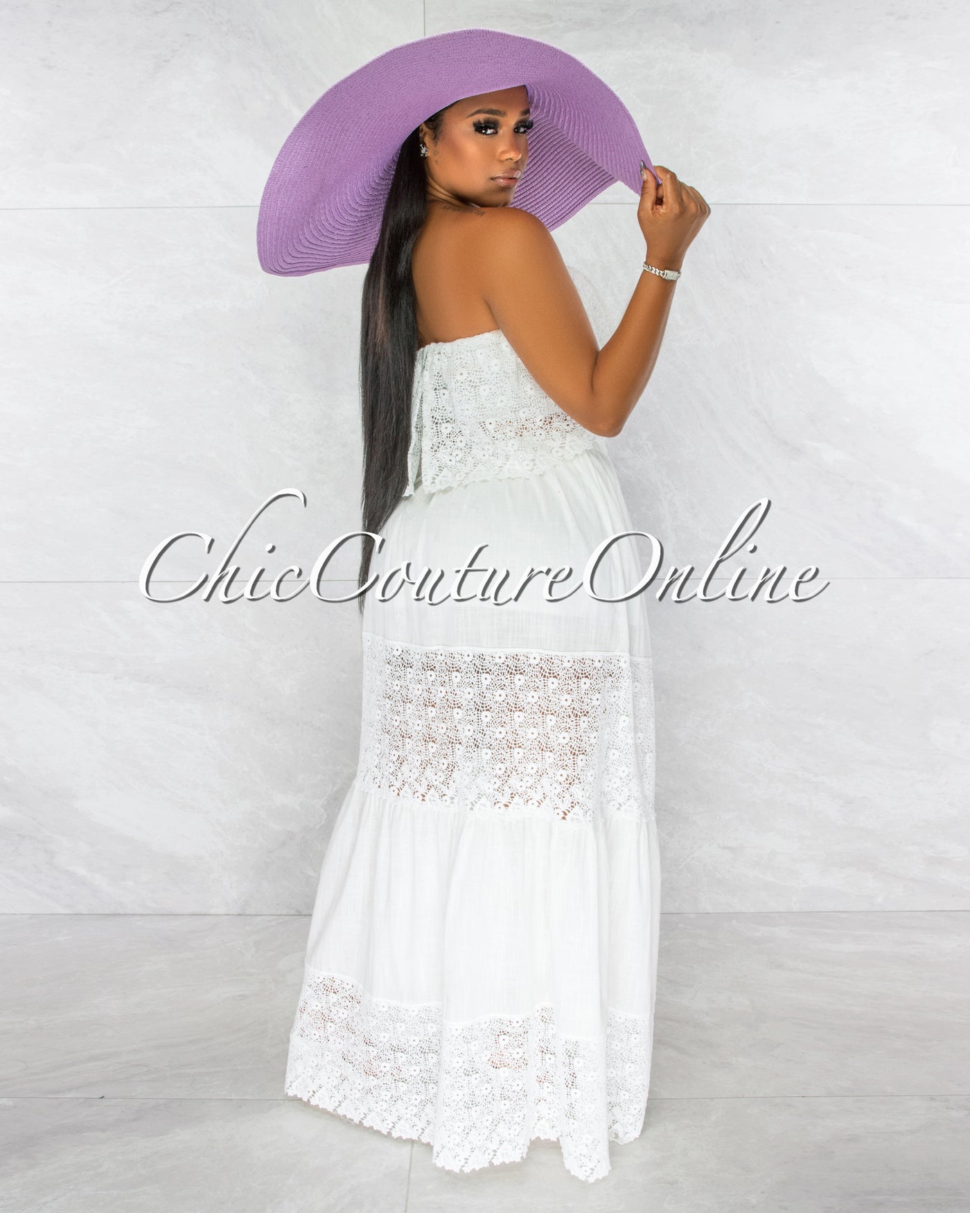 Eureka Lilac Oversized Brim Straw Floppy Hat