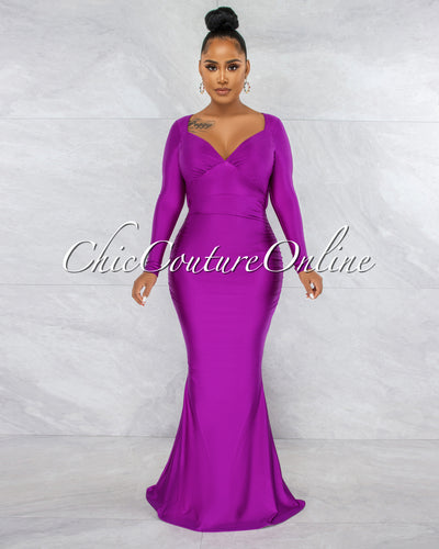 Faustina Purple Key-Hole Back Maxi Dress