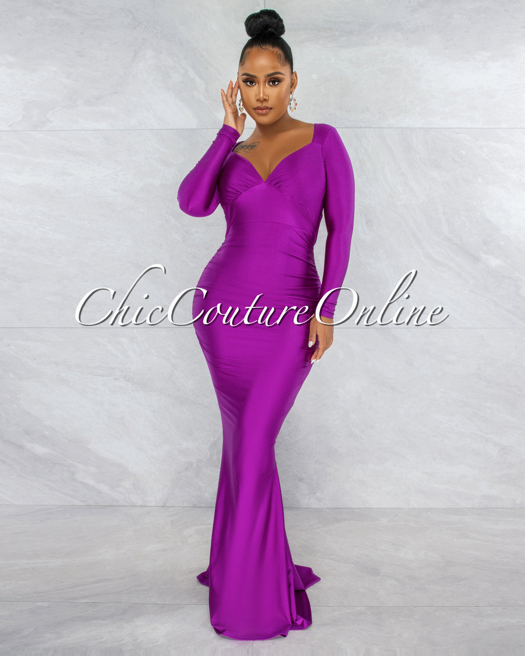 Faustina Purple Key-Hole Back Maxi Dress