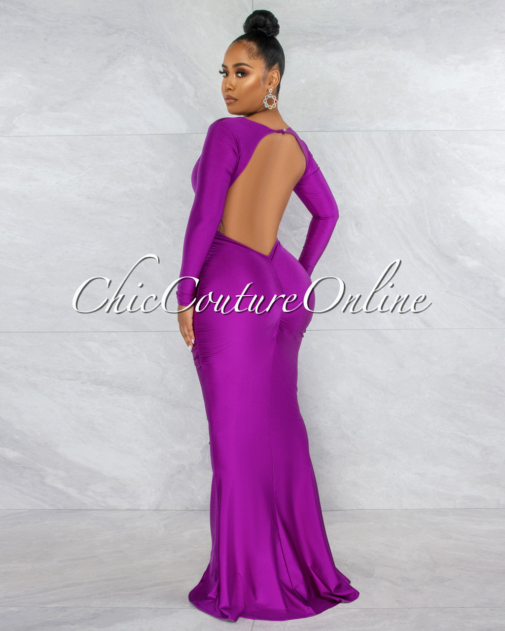 Faustina Purple Key-Hole Back Maxi Dress