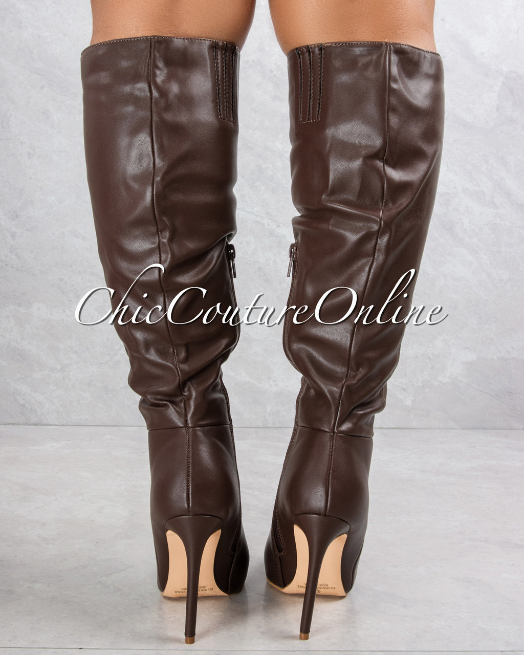 Casanova Brown Faux Leather High Boots