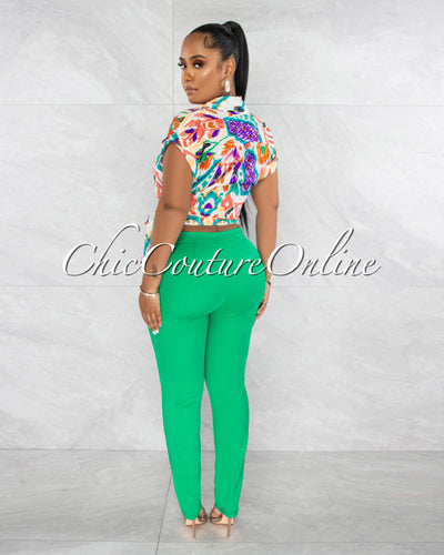 *Valdez Green Gold "O" Ring Accent Low Rise Trouser Pants