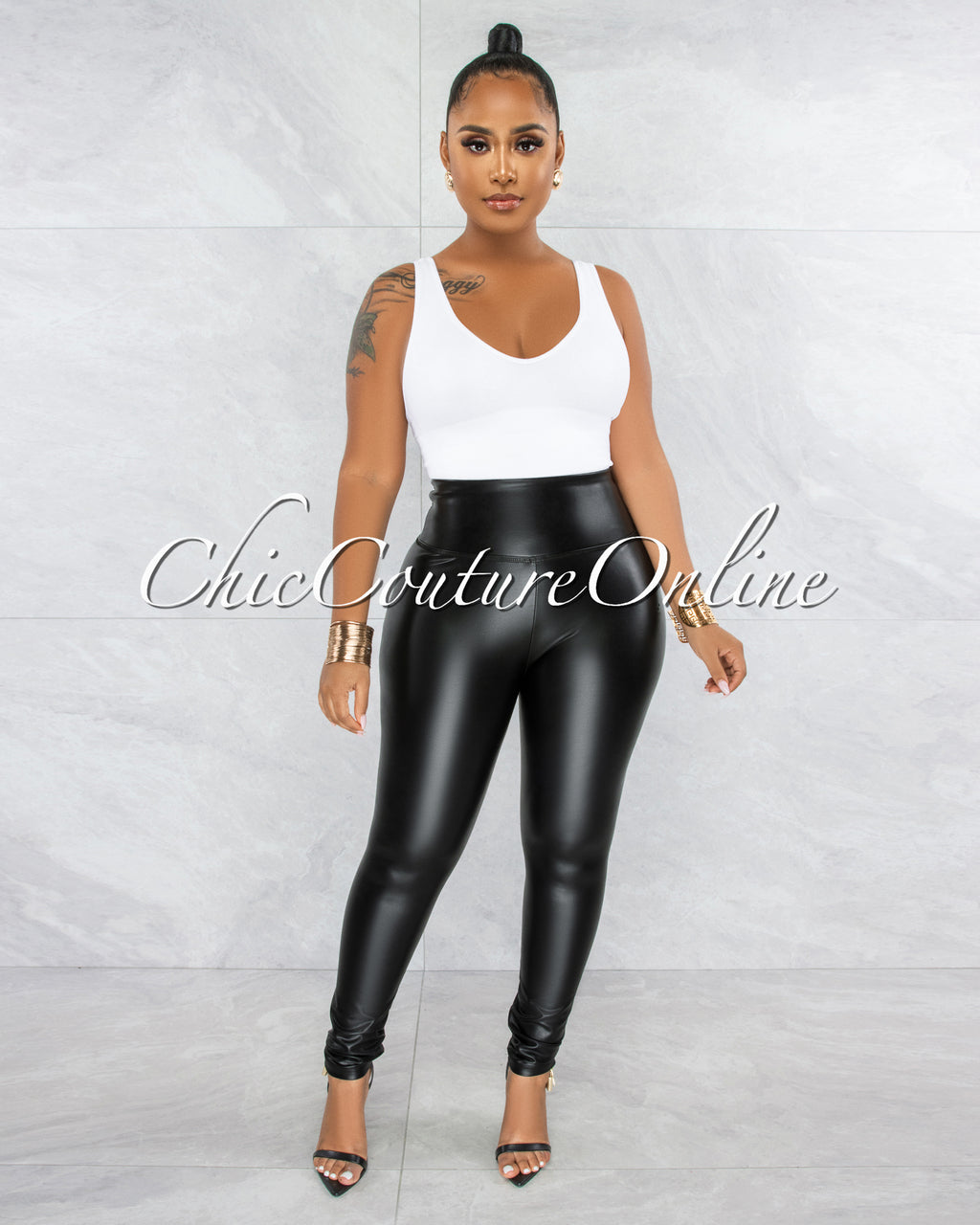 *Pavati Black Faux Leather High Waist LUXE Leggings