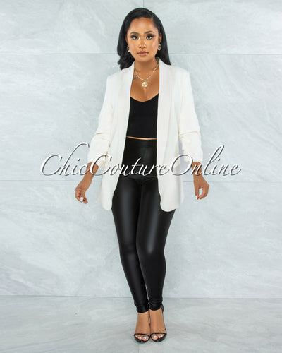 Xandria Off-White Boyfriend Long Blazer