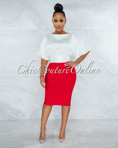 Barnette Off-White Back Key-Hole Satin Crop Top