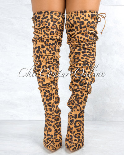 *Vogue Leopard Faux Suede Over-The-Knee Boots