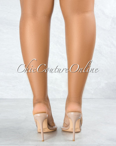 Echo Taupe Sole Clear Upper Pointed Toe Heels