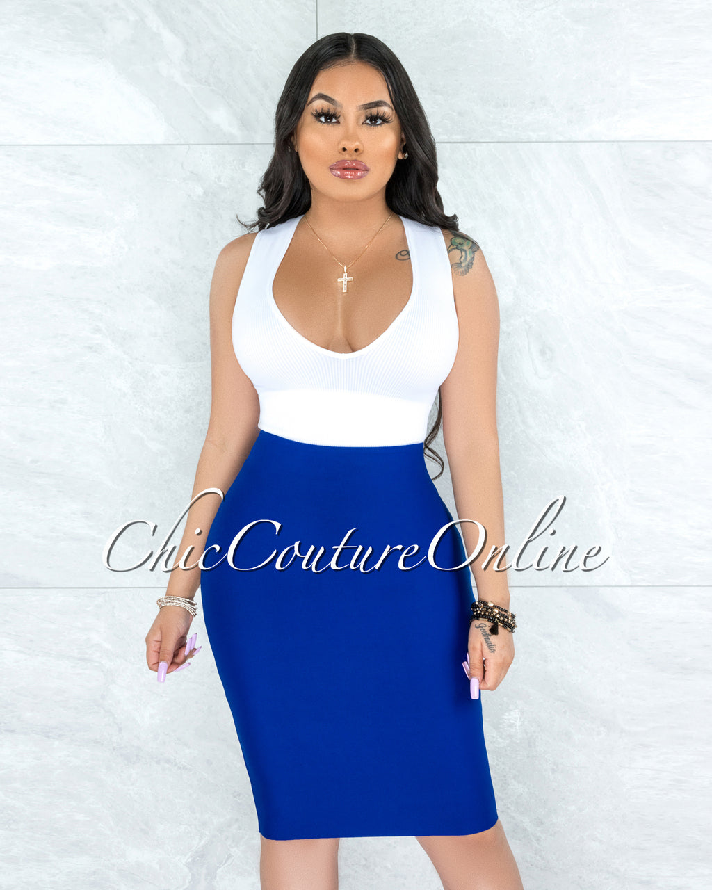 *Joseph Royal Blue Elastic Bandage Skirt