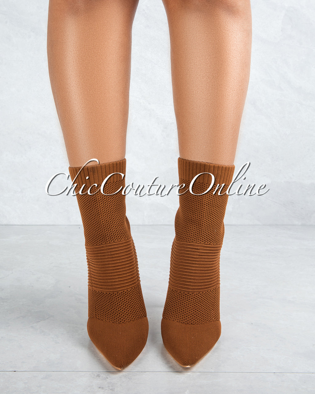 *Chantria Tan Knit Ankle Length Booties