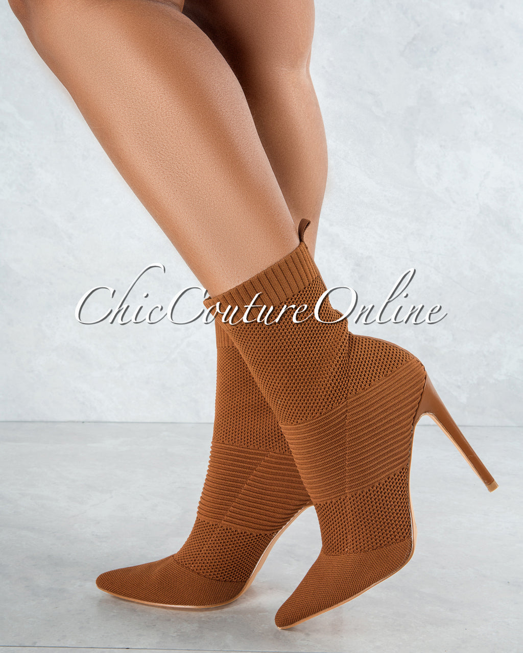 *Chantria Tan Knit Ankle Length Booties