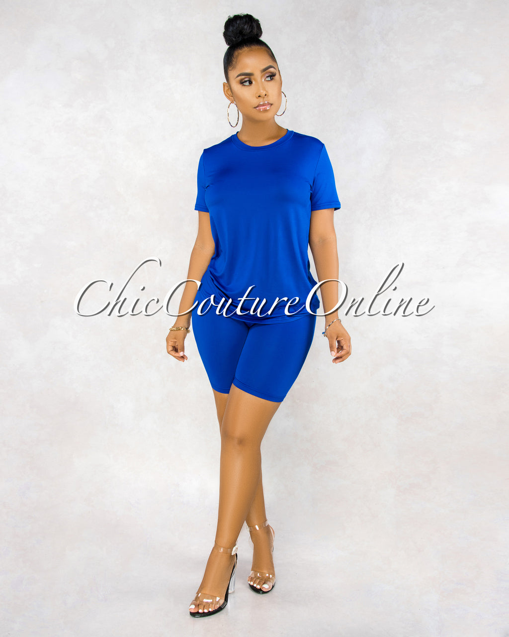 *Courtnie Royal Blue T-Shirt & Bike Shorts Set