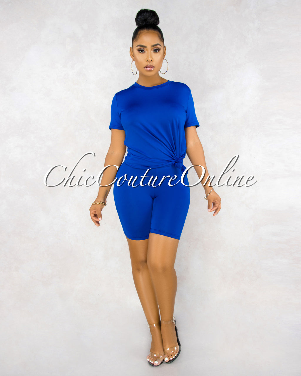 *Courtnie Royal Blue T-Shirt & Bike Shorts Set